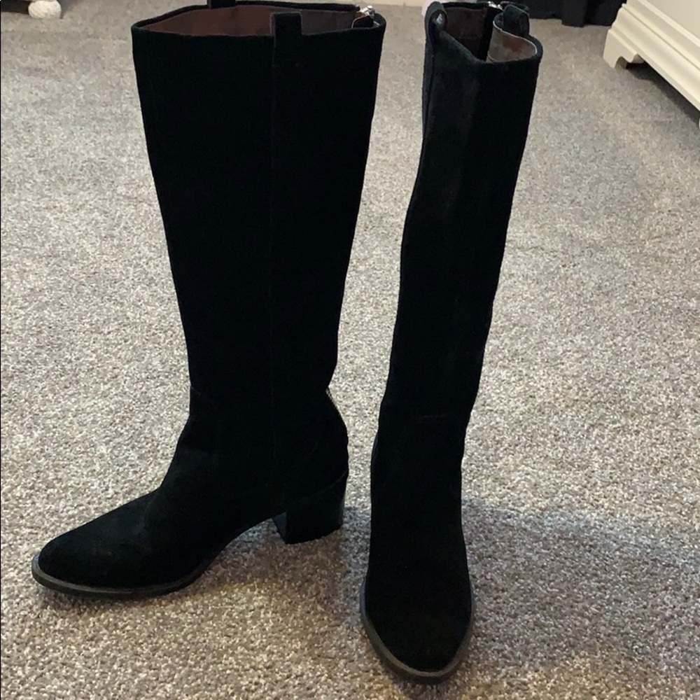 Calvin Klein “Haydee” suede tall boots